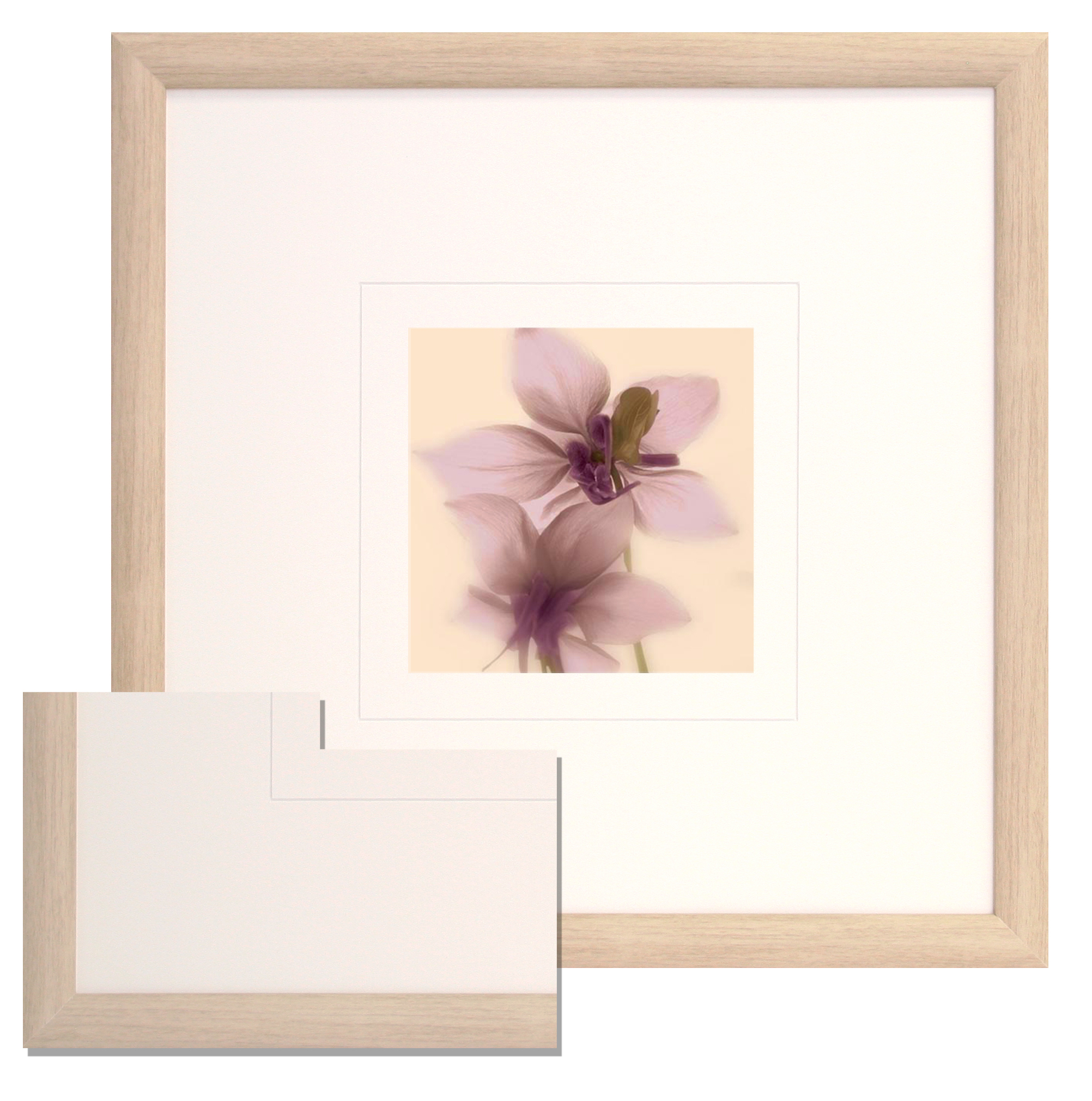 FP174 Wall décor art framed print floral light wood frame